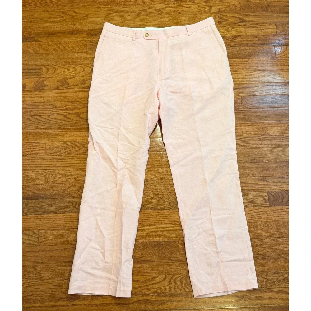 Vineyard Vines Clubhouse Linen Silk Pants Mens 38x32 Pink Summer Golf Preppy